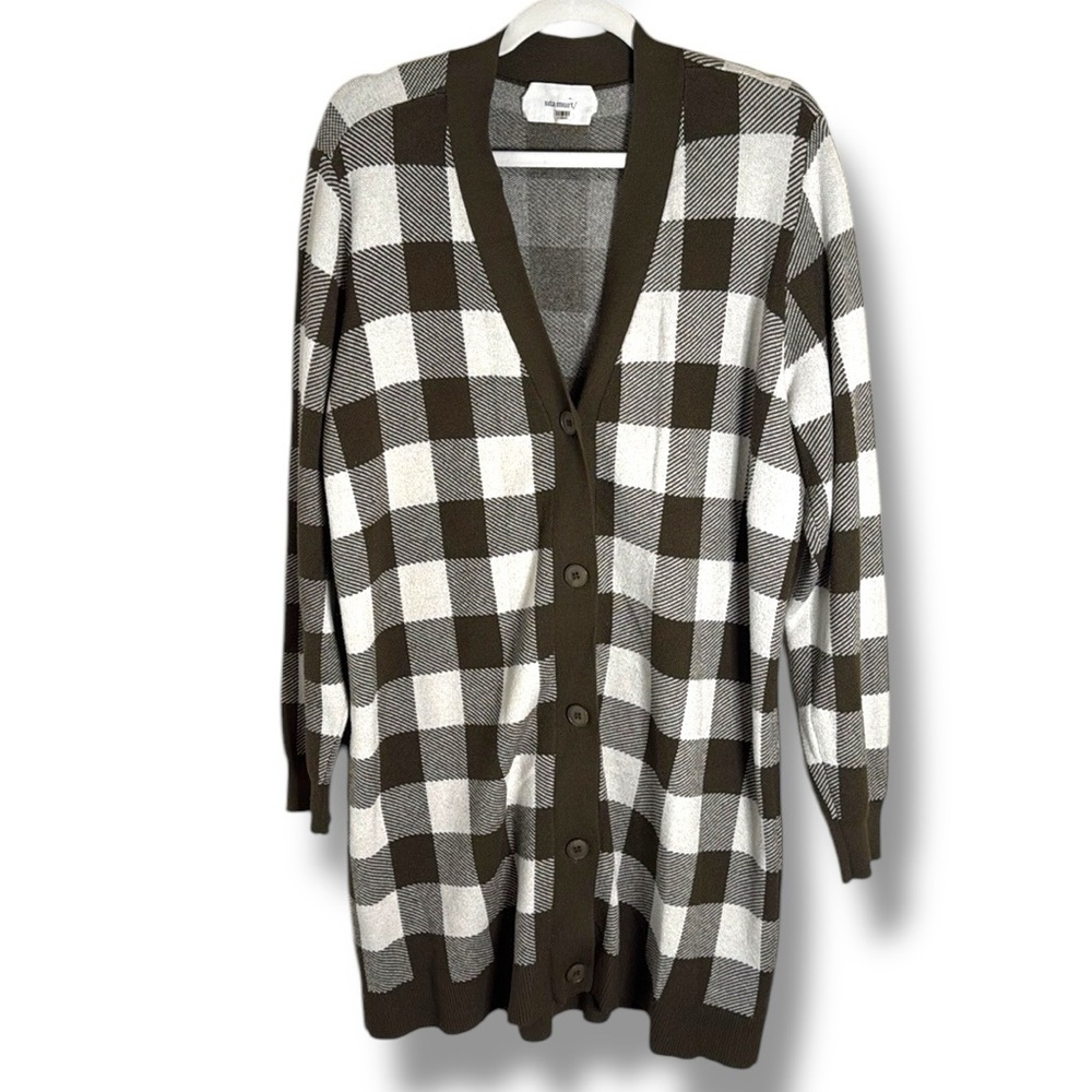 Sita Murt Brown Plaid Cardigan Size 44/12 Cabincore Holiday